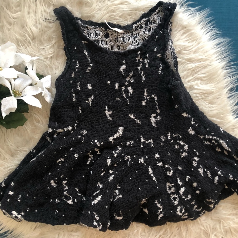 Black peplum shirt with white lace